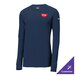 A Nike College Navy long sleeved Dri-FIT shirt with a red logo.