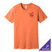 A heather orange Bella + Canvas customizable short sleeve t-shirt with a logo on it.