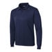 A navy blue Sport-Tek long sleeve polo shirt.