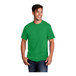 A man wearing a Port & Company clover green T-shirt smiling.