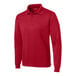 A red Sport-Tek long sleeve polo shirt with a collar.