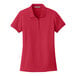 A Port Authority rich red short sleeve polo shirt.