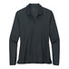 A black Nike long sleeve polo shirt.