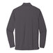 The back of a men's Port Authority graphite long sleeved polo shirt.