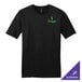 A black District short sleeve t-shirt with a green logo.