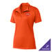 A Sport-Tek deep orange polo shirt with a logo on it.