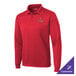 A Sport-Tek True Red long sleeve polo shirt with a logo on it.