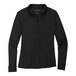 A black Port Authority long sleeve women's polo shirt.