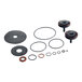 A Watts rubber parts repair kit for a reduced pressure zone valve with black round rubber washers and seals.