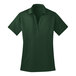 A Port Authority women's dark green short sleeve polo shirt with a collar.