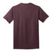 The back of a Port & Company heather athletic maroon t-shirt.