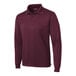 A medium unisex maroon Sport-Tek long sleeve polo shirt.