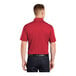 A man wearing a true red Sport-Tek polo shirt.