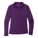 A Port Authority bright purple long sleeve polo shirt for women.
