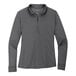 A Port Authority women's long sleeve steel gray polo shirt.