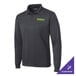 A Sport-Tek unisex extra small long sleeve iron gray polo shirt with a green logo on the chest.