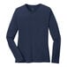 A navy Port & Company ladies long sleeve t-shirt.