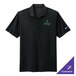 A black Nike Dri-FIT polo shirt with a logo on it.