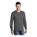 A man wearing a Port & Company long sleeve t-shirt in charcoal.