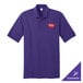A medium purple Port & Company polo shirt with a logo on it.
