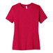 A Bella + Canvas women's heather red customizable short sleeve t-shirt.