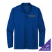 A Nike gym blue long sleeve polo shirt with a logo on the front.