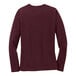 A Port & Company long sleeve maroon t-shirt for ladies.