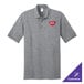 A Port & Company athletic heather polo shirt with a logo on it.