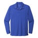 A medium unisex Port Authority long sleeve polo shirt in blue.