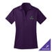 A large bright purple Port Authority women's polo shirt with a logo on it.