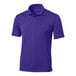 A Sport-Tek purple short sleeve polo shirt with a collar on a white background.