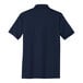 The back view of a Port & Company navy polo shirt.