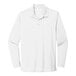 A white Port Authority long sleeve polo shirt.