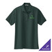 A dark green Port Authority women's silk touch polo shirt with a logo on it.