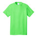 A Port & Company neon green short sleeve t-shirt.