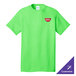 A neon green Port & Company t-shirt with a logo on it.