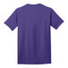 A close-up of a purple Port & Company T-shirt.