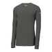 A Nike anthracite long sleeve shirt with a white swoosh on the front.