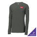 An anthracite Nike long sleeved shirt with a red logo.