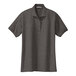 A Port Authority charcoal heather gray short sleeve polo shirt for women.