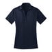 A navy Port Authority women's short sleeve polo shirt with a collar.