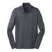 A Port Authority unisex long sleeve steel gray polo shirt.