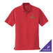 A red Port Authority polo shirt with a green logo.