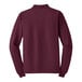 A back view of a Port Authority long sleeve maroon polo shirt.