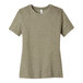 A heather stone Bella + Canvas women's short sleeve T-shirt.