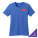 A Port & Company royal blue women's short sleeve t-shirt with a logo on it.