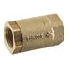 A close-up of a brass threaded female Watts LF600 series pipe check valve.