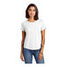 A woman with tattoos on her arms wearing a white AllMade tri-blend tee shirt.