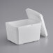 A white styrofoam Lifoam cooler with a lid.