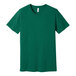 A heather grass green Bella + Canvas short sleeve t-shirt with a white collar.